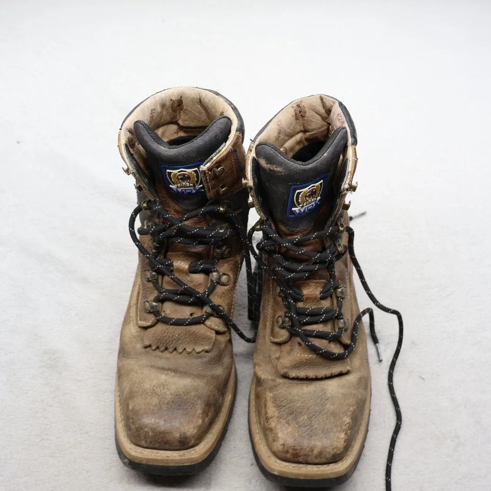Cinch  Mens 9EE Work Boots‎ Brown Leather Square Toe WRX Lace Up Rugged Utility